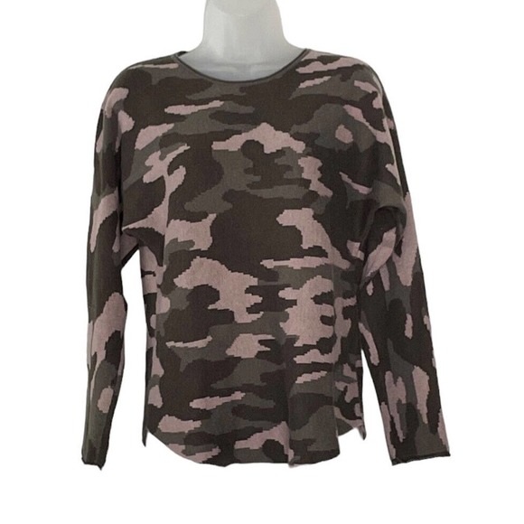 RACHEL Zoe Womens Sweater Medium Army Green Camouflage Dolman Sleeve Pullover - Picture 1 of 9